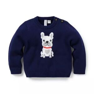 Janie and Jack Navy Sweater with Dog Motif